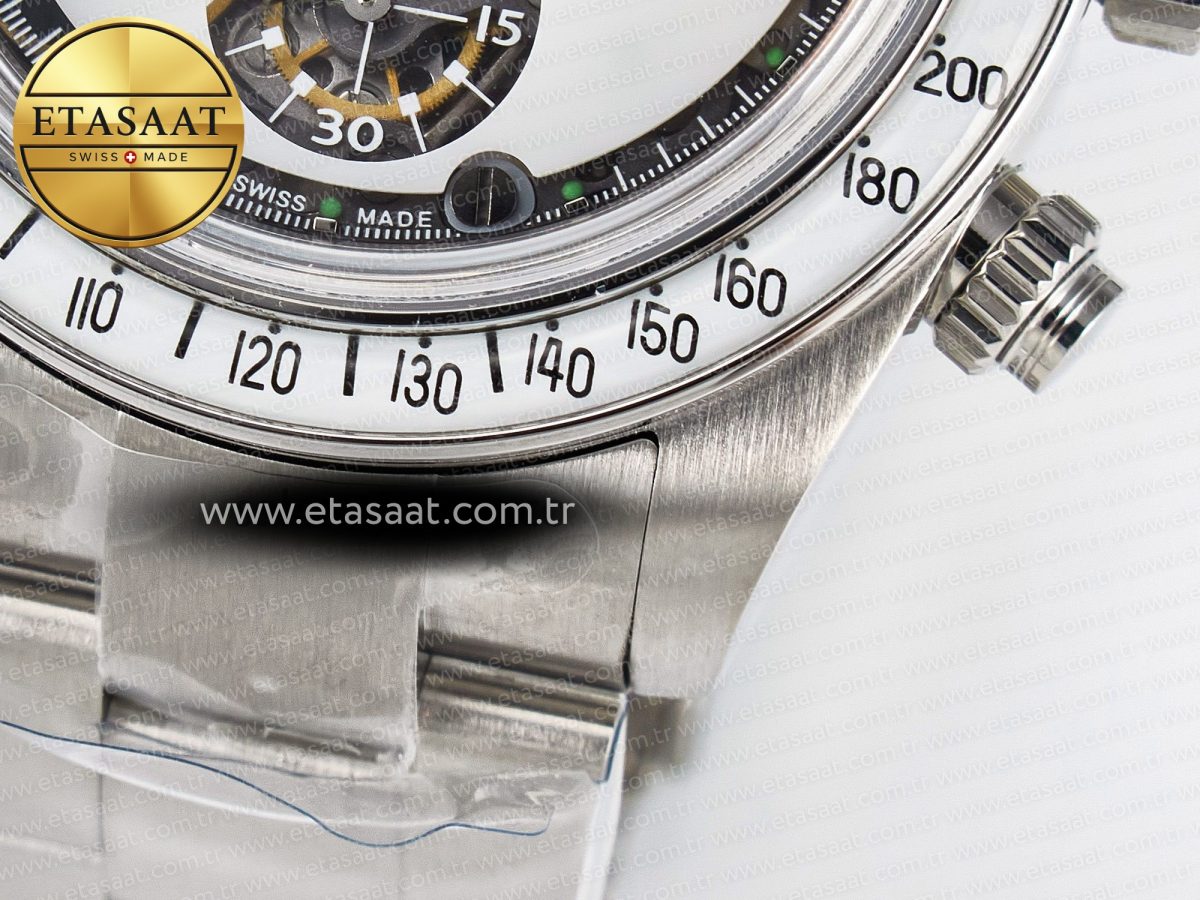 Rolex Daytona SS ADGF Best Edition White Skeleton Dial on SS Bracelet SA4130 - Görsel 14