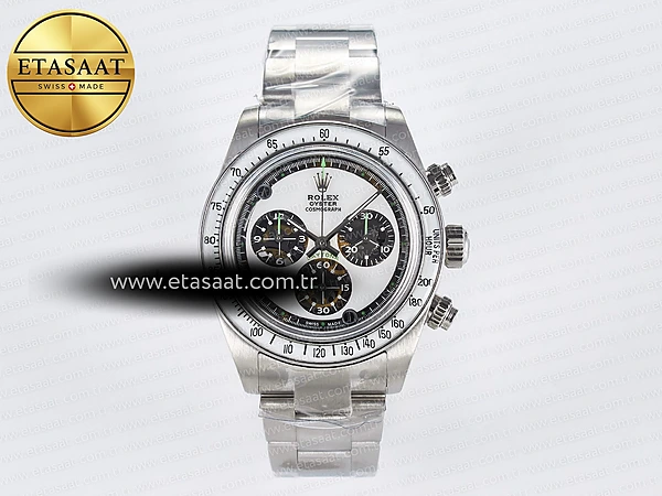Rolex Daytona SS Adgf Beyaz İskelet Kadran Bilezik SA4130 Eta Saat - 1:1 Süper Klon Replika Saat
