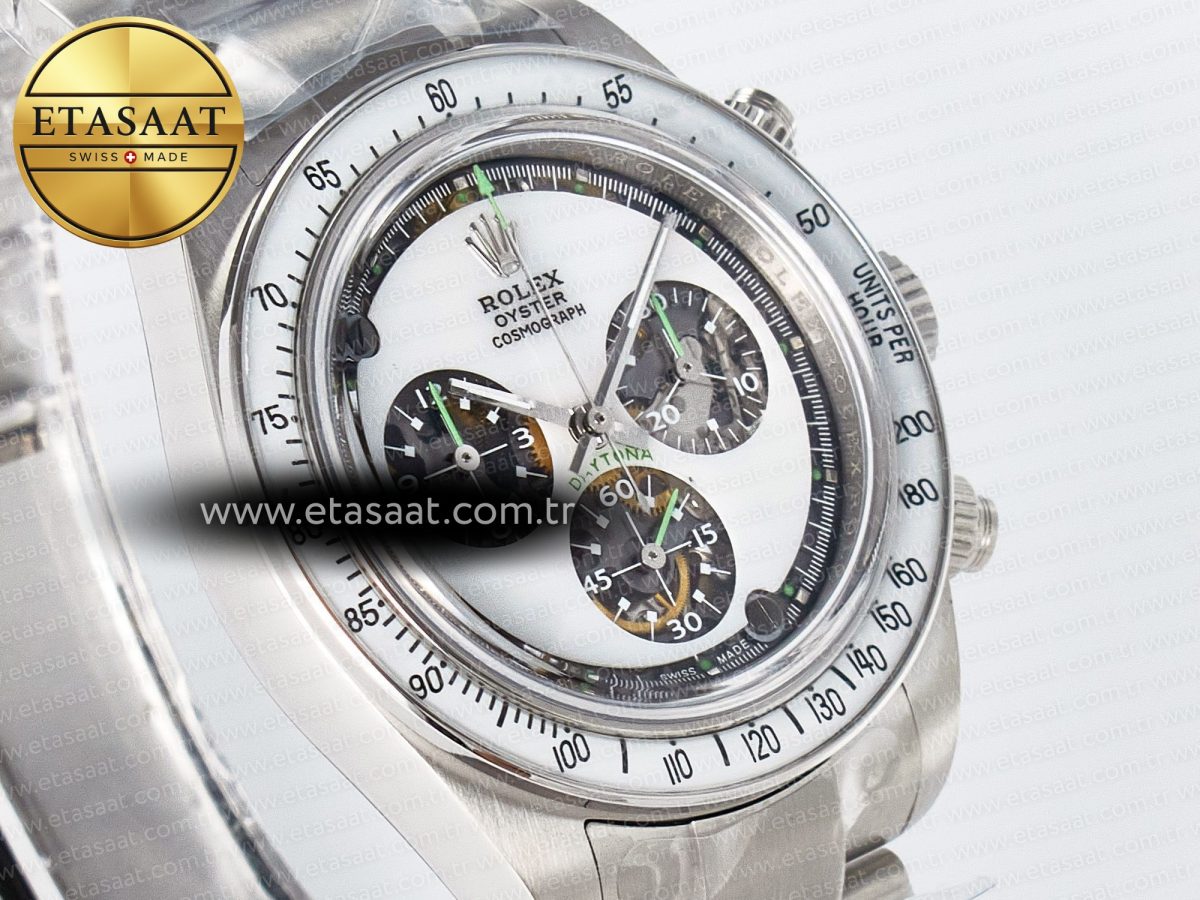 Rolex Daytona SS ADGF Best Edition White Skeleton Dial on SS Bracelet SA4130 - Görsel 5