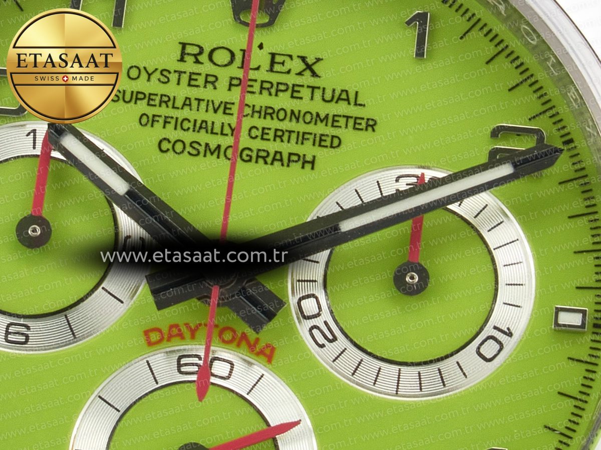 Rolex Daytona SS Bezel Noob Best Edition Green Dial Numbers Markers on SS Oyster Bracelet SA4130 - Görsel 10