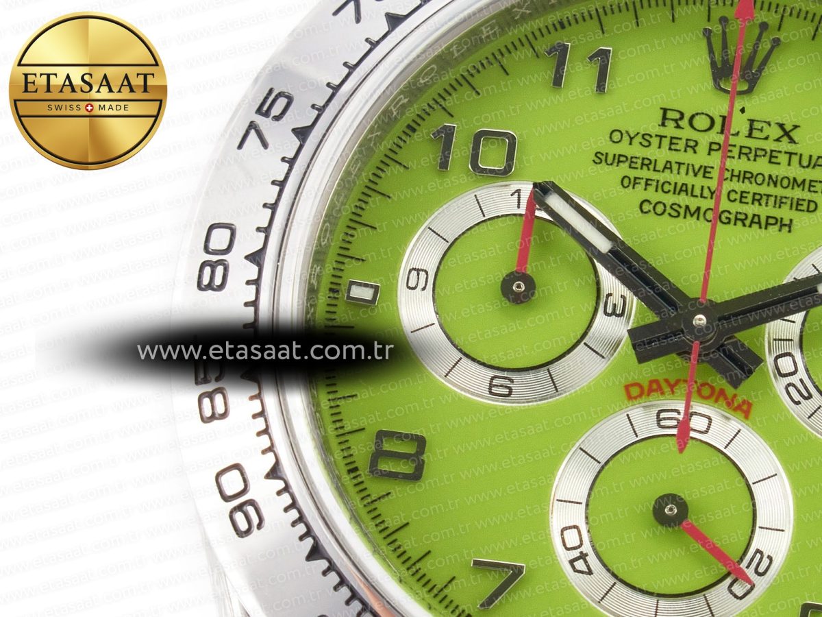 Rolex Daytona SS Bezel Noob Best Edition Green Dial Numbers Markers on SS Oyster Bracelet SA4130 - Görsel 11