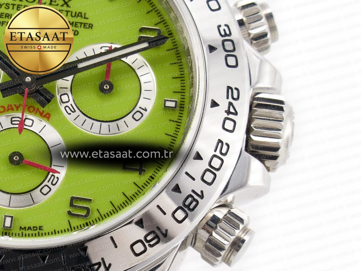 Rolex Daytona SS Bezel Noob Best Edition Green Dial Numbers Markers on SS Oyster Bracelet SA4130 - Görsel 12