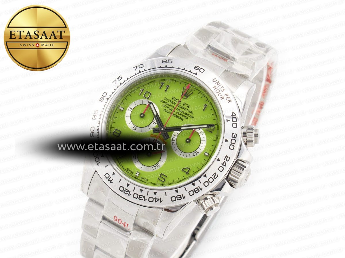 Rolex Daytona SS Bezel Noob Best Edition Green Dial Numbers Markers on SS Oyster Bracelet SA4130 - Görsel 2