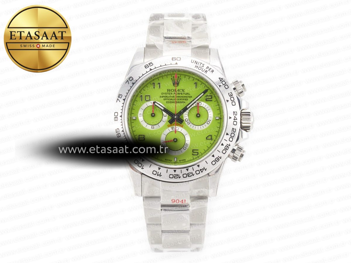 Rolex Daytona SS Bezel Noob Best Edition Green Dial Numbers Markers on SS Oyster Bracelet SA4130 - Görsel 3