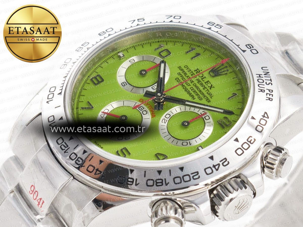 Rolex Daytona SS Bezel Noob Best Edition Green Dial Numbers Markers on SS Oyster Bracelet SA4130 - Görsel 6