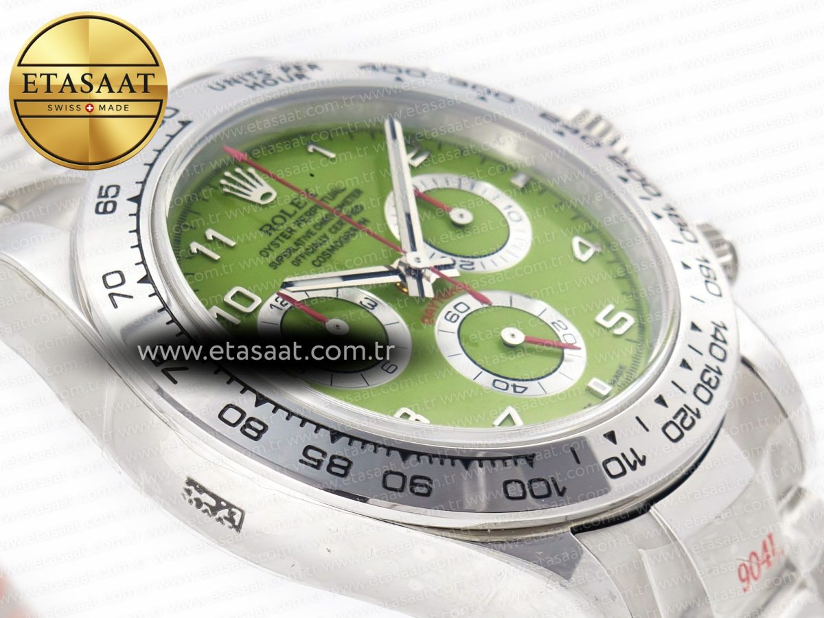 Rolex Daytona SS Bezel Noob Best Edition Green Dial Numbers Markers on SS Oyster Bracelet SA4130 - Görsel 7