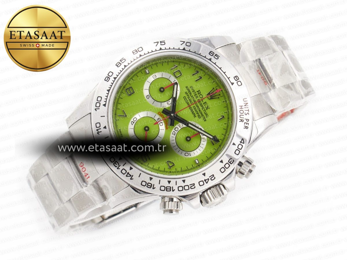 Rolex Daytona SS Bezel Noob Best Edition Green Dial Numbers Markers on SS Oyster Bracelet SA4130 - Görsel 8