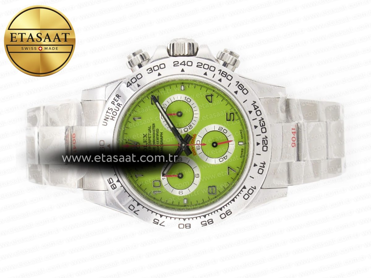 Rolex Daytona SS Bezel Noob Best Edition Green Dial Numbers Markers on SS Oyster Bracelet SA4130 - Görsel 9