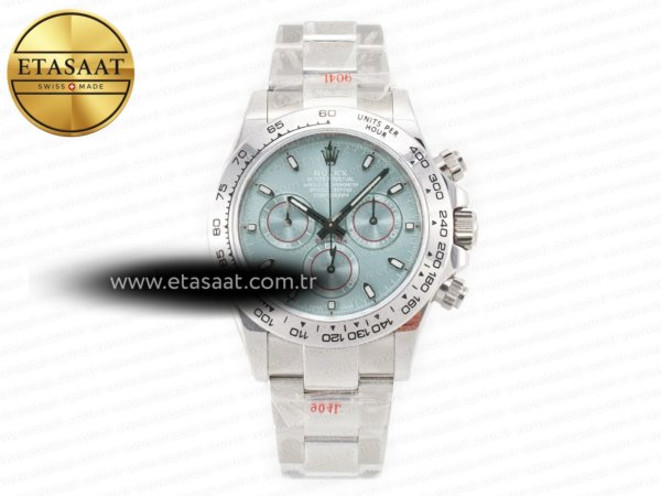 Rolex Daytona SS Bezel Noob Buz Mavisi Oyster SA4130 Eta Saat - 1:1 Süper Klon Replika Saat