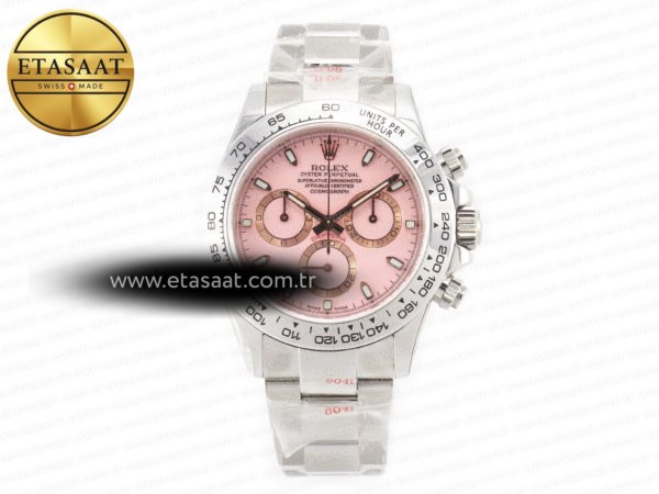 Rolex Daytona SS Bezel Noob Pembe Kadran Oyster SA4130 Eta Saat - 1:1 Süper Klon Replika Saat