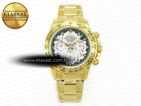Rolex Daytona YG Noob Yeşil/Beyaz Kadran Oyster SA4130 Eta Saat - 1:1 Süper Klon Replika Saat