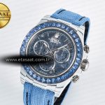 Rolex Daytona ZIF REMOULD White Carbon GETF Best Edition Blue Skeleton Dial Blue Diamonds Bezel on Blue Nylon Strap DD4802