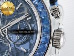 Rolex Daytona ZIF REMOULD White Carbon GETF Best Edition Blue Skeleton Dial Blue Diamonds Bezel on Blue Nylon Strap DD4802 - Görsel 11