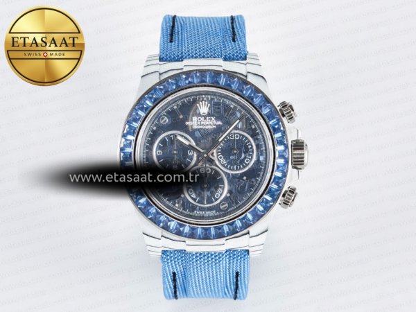 Rolex Daytona Zif Remould Beyaz Karbon Getf Mavi Eta Saat - 1:1 Süper Klon Replika Saat