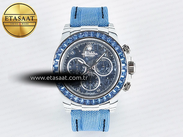 Rolex Daytona Zif Remould Beyaz Karbon Getf Mavi Eta Saat - 1:1 Süper Klon Replika Saat