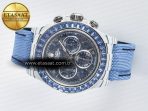 Rolex Daytona ZIF REMOULD White Carbon GETF Best Edition Blue Skeleton Dial Blue Diamonds Bezel on Blue Nylon Strap DD4802 - Görsel 9