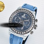Rolex Daytona ZIF REMOULD White Carbon GETF Best Edition Blue Skeleton Dial Diamonds Bezel on Blue Nylon Strap DD4802