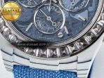 Rolex Daytona ZIF REMOULD White Carbon GETF Best Edition Blue Skeleton Dial Diamonds Bezel on Blue Nylon Strap DD4802 - Görsel 12