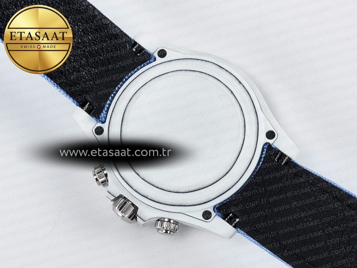 Rolex Daytona ZIF REMOULD White Carbon GETF Best Edition Blue Skeleton Dial Diamonds Bezel on Blue Nylon Strap DD4802 - Görsel 18