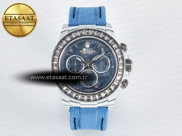 Rolex Daytona Zif Remould Beyaz Karbon Getf Mavi DD4802 Eta Saat - 1:1 Süper Klon Replika Saat