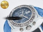 Rolex Daytona ZIF REMOULD White Carbon GETF Best Edition Blue Skeleton Dial Diamonds Bezel on Blue Nylon Strap DD4802 - Görsel 6