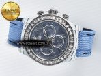 Rolex Daytona ZIF REMOULD White Carbon GETF Best Edition Blue Skeleton Dial Diamonds Bezel on Blue Nylon Strap DD4802 - Görsel 9