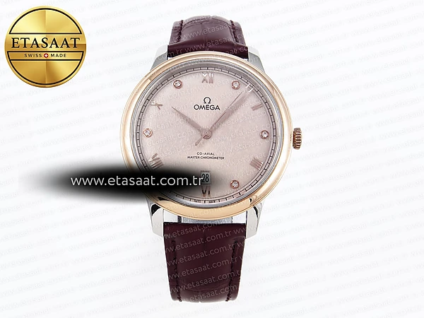 Omega De Ville Date Kahve Pırlantalı A8800 Eta Saat - 1:1 Süper Klon Replika Saat