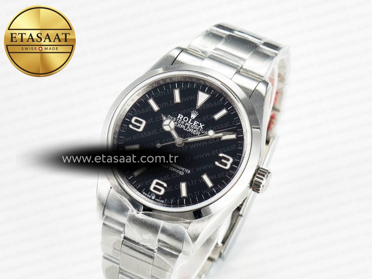 Rolex Explorer 36 904L Steel KRF 1:1 Best Edition Black Dial on SS Bracelet A2824 V2 - Görsel 1