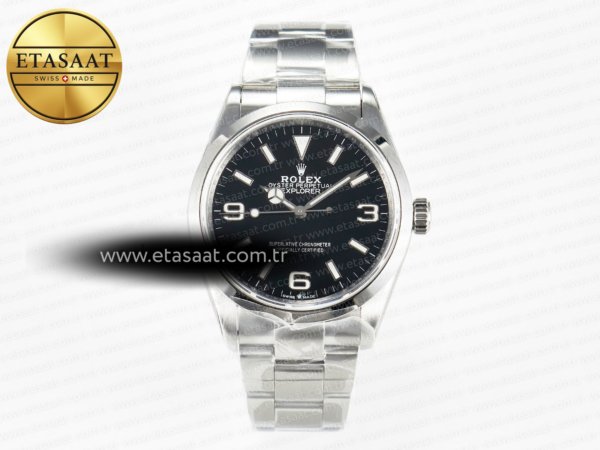 Rolex Explorer 36 KRF Siyah Kadran Bilezik A2824 V2 Eta Saat - 1:1 Süper Klon Replika Saat