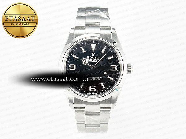 Rolex Explorer 36 KRF Siyah Kadran Bilezik PT5000 V2 Eta Saat - 1:1 Süper Klon Replika Saat