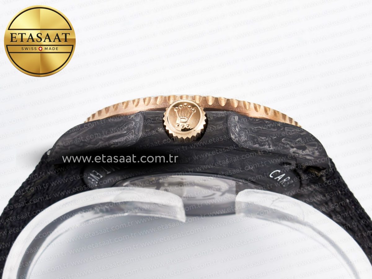 Rolex GMT Carbon DIWF Best Edition Black Carbon Dial Markers on Black Nylon Strap SA3186 - Görsel 15