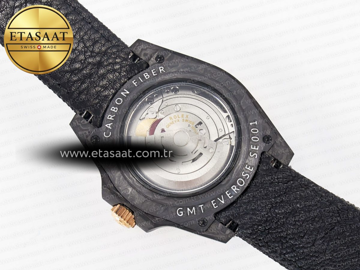 Rolex GMT Carbon DIWF Best Edition Black Carbon Dial Markers on Black Nylon Strap SA3186 - Görsel 17