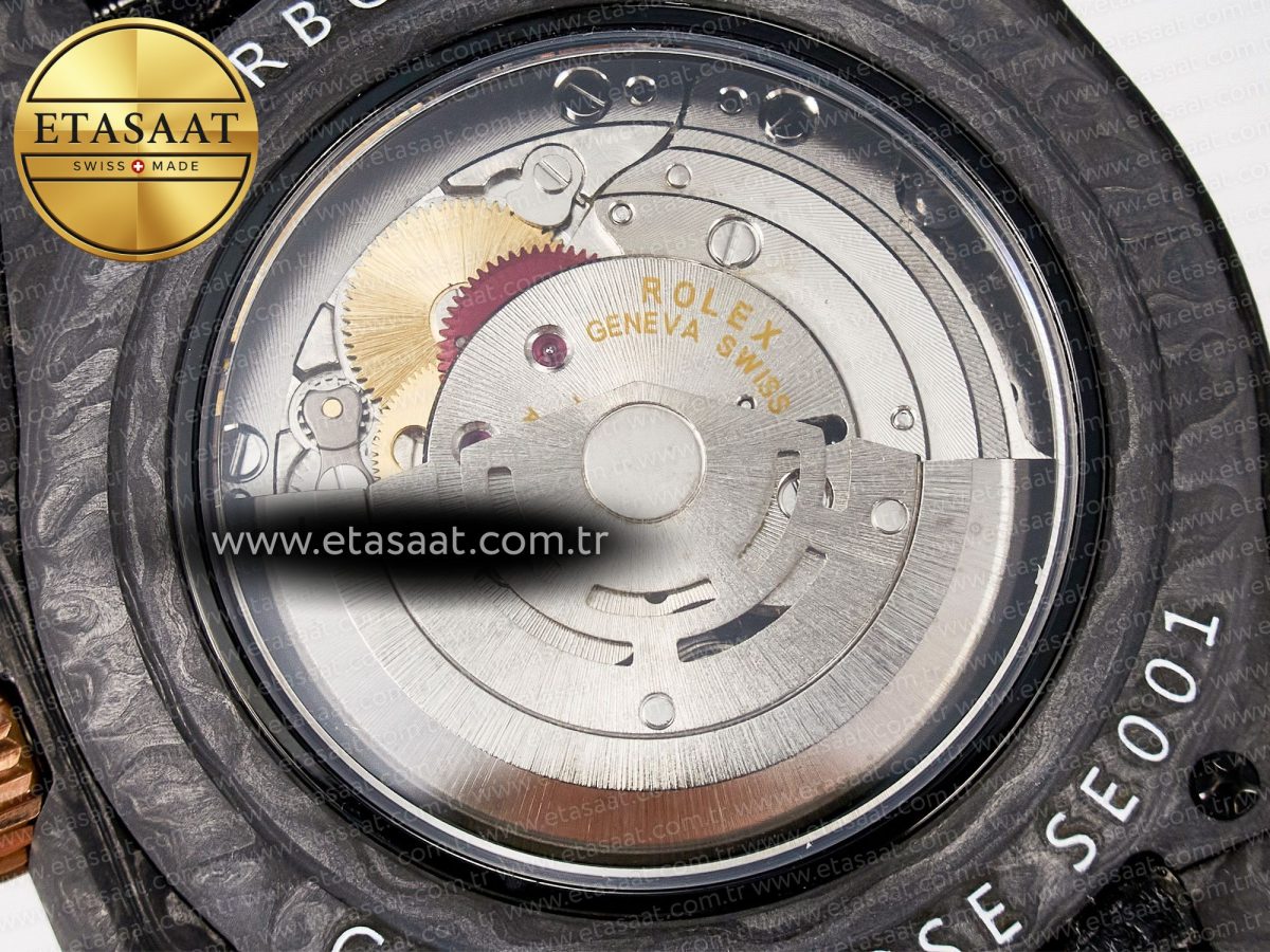 Rolex GMT Carbon DIWF Best Edition Black Carbon Dial Markers on Black Nylon Strap SA3186 - Görsel 19
