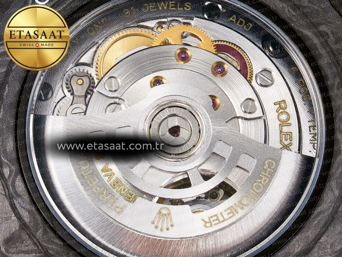 Rolex GMT Carbon DIWF Best Edition Black Carbon Dial SS Markers on Black Nylon Strap SA3285 - Görsel 19