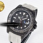 Rolex GMT Carbon Best Edition Black Carbon Dial Markers on White Nylon Strap SA3285