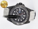 Rolex GMT Carbon Best Edition Black Carbon Dial Markers on White Nylon Strap SA3285 - Görsel 9