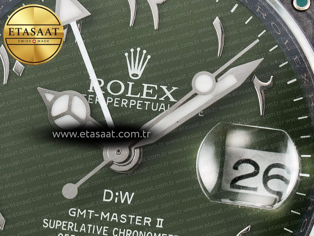 Rolex GMT Carbon DIWF Best Edition Green Arabic Dial on Green Nylon Strap SA3186 - Görsel 11