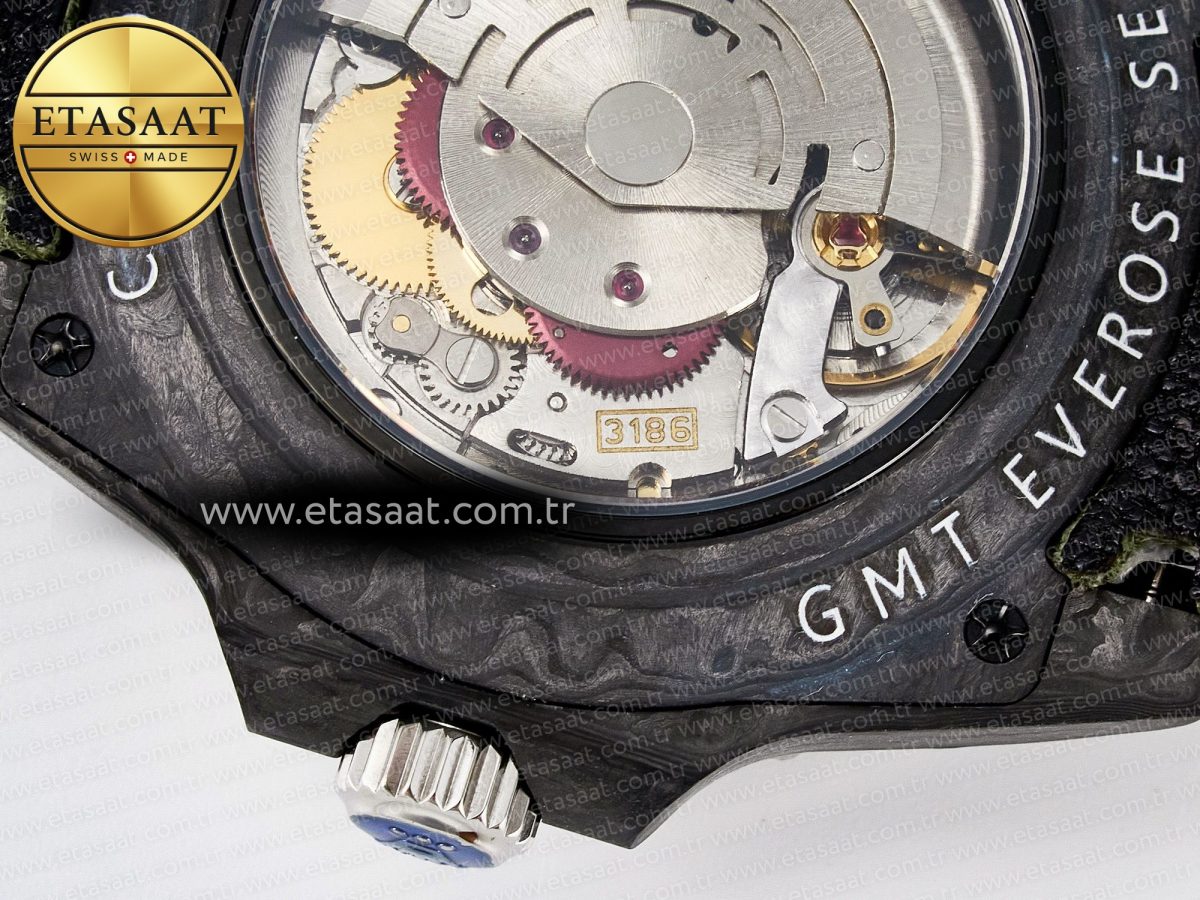 Rolex GMT Carbon DIWF Best Edition Green Arabic Dial on Green Nylon Strap SA3186 - Görsel 20