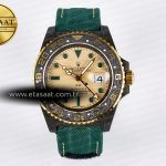 Rolex GMT Karbon DIWF Sarı Kadran Yeşil Kumaş SA3285 Eta Saat - Görsel 3 - 1:1 Süper Klon Saat