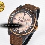 Rolex GMT Carbon Best Edition Yellow Roman Dial on Brown Nylon Strap SA3285