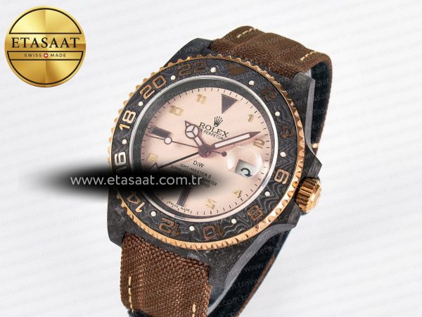 Rolex GMT Carbon Best Edition Yellow Roman Dial on Brown Nylon Strap SA3285