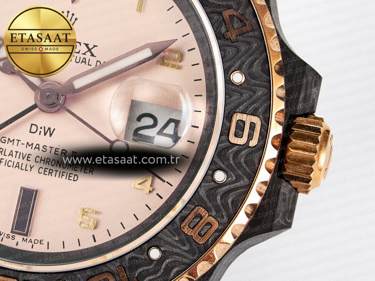 Rolex GMT Carbon Best Edition Yellow Roman Dial on Brown Nylon Strap SA3285 - Görsel 12