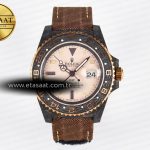 Rolex GMT Karbon Sarı Roma Kadran Kahve Kumaş Kayış SA3285 Eta Saat - Görsel 3 - 1:1 Süper Klon Saat