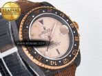 Rolex GMT Carbon Best Edition Yellow Roman Dial on Brown Nylon Strap SA3285 - Görsel 5