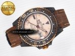 Rolex GMT Carbon Best Edition Yellow Roman Dial on Brown Nylon Strap SA3285 - Görsel 8