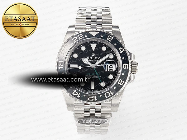 Rolex GMT-Master II 126710 GRNR Siyah/Gri Seramik DD3285 Eta Saat - 1:1 Süper Klon Replika Saat
