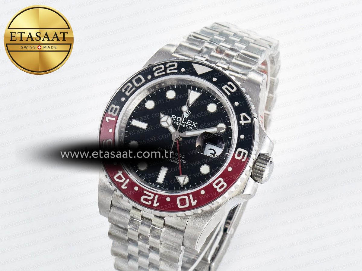 Rolex GMT-Master II 126710 LNRO Black/Red Ceramic GMF 1:1 Best Edition on Black Dial on SS Jubilee Bracelet Super Clone VR3285 CHS (Gain Weight) - Görsel 1