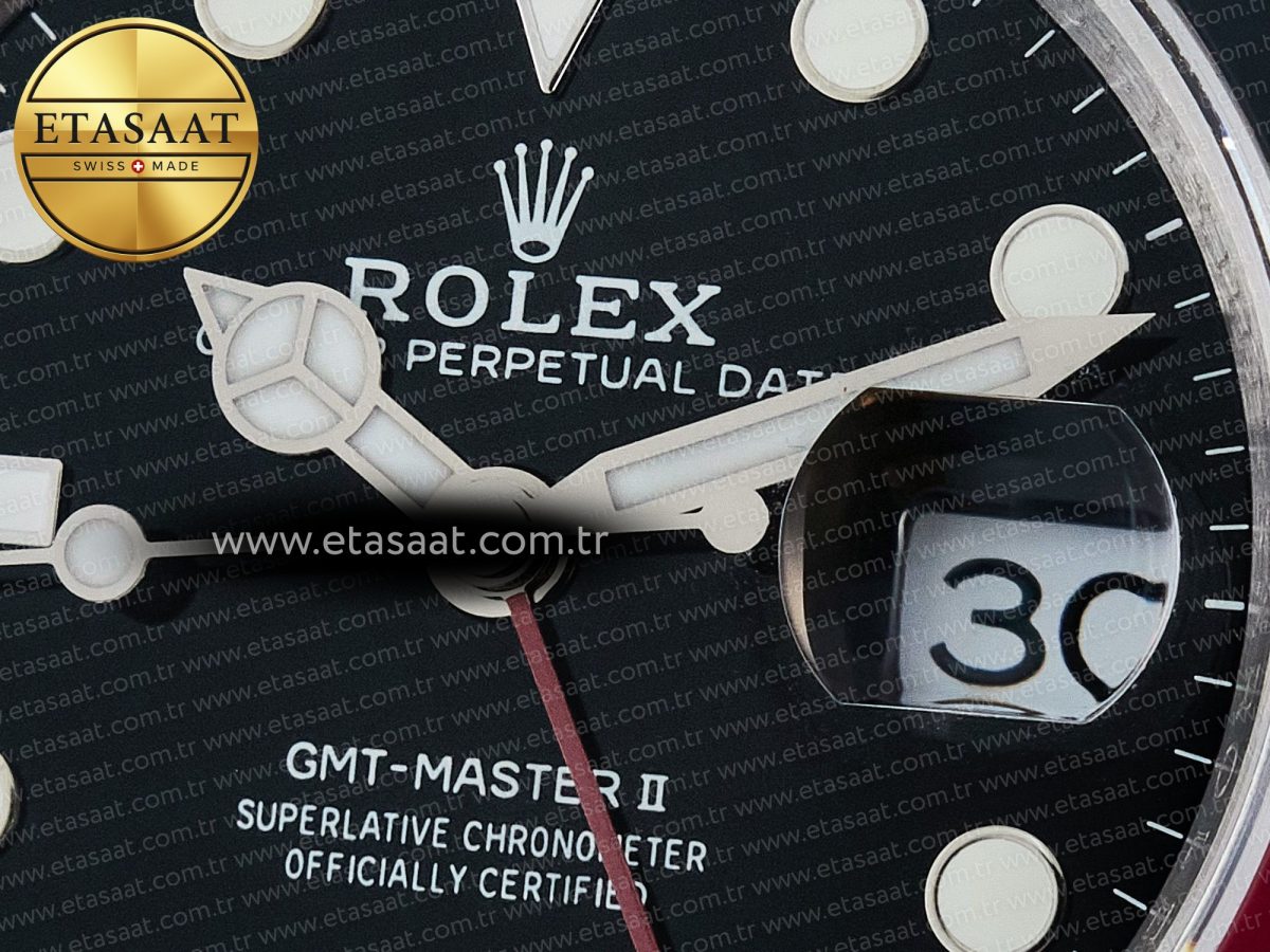 Rolex GMT-Master II 126710 LNRO Black/Red Ceramic GMF 1:1 Best Edition on Black Dial on SS Jubilee Bracelet Super Clone VR3285 CHS (Gain Weight) - Görsel 10