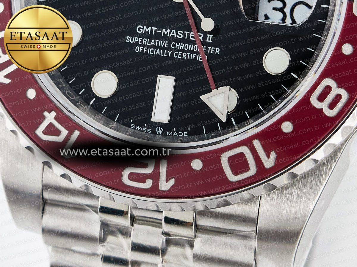 Rolex GMT-Master II 126710 LNRO Black/Red Ceramic GMF 1:1 Best Edition on Black Dial on SS Jubilee Bracelet Super Clone VR3285 CHS (Gain Weight) - Görsel 12