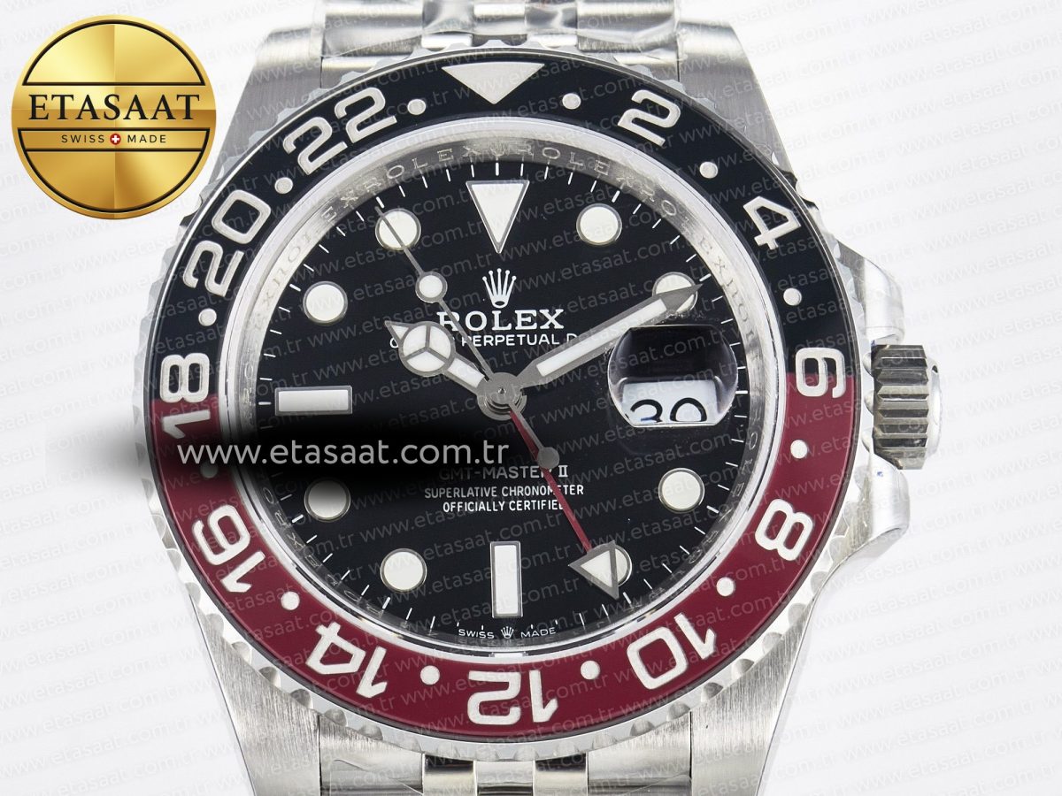 Rolex GMT-Master II 126710 LNRO Black/Red Ceramic GMF 1:1 Best Edition on Black Dial on SS Jubilee Bracelet Super Clone VR3285 CHS (Gain Weight) - Görsel 4